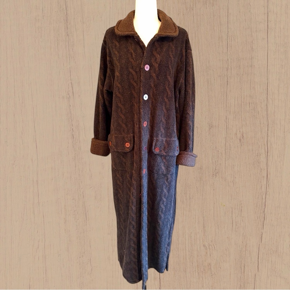 Vintage 90s floor length fleece duster sweater coat